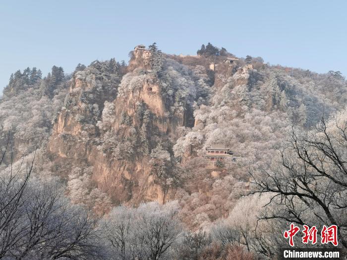 圖為崆峒山霧凇景色?！⌒煺袢A 攝