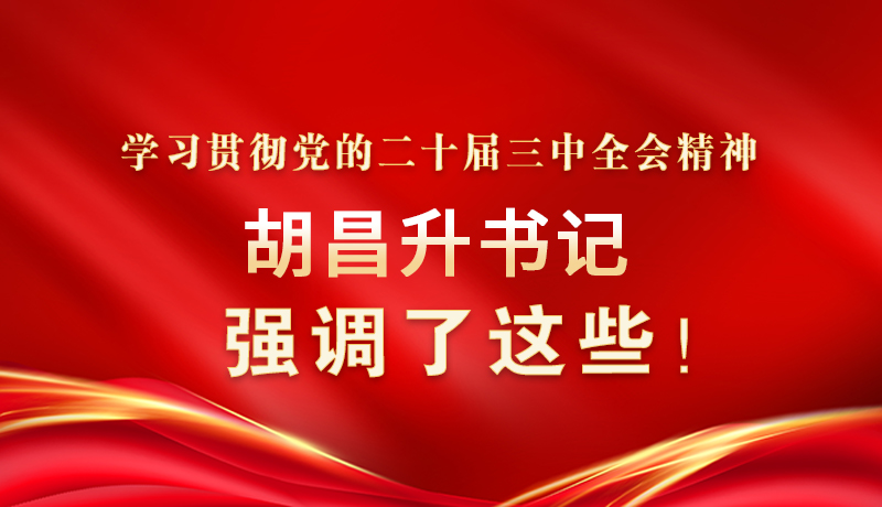 圖解|學(xué)習(xí)貫徹黨的二十屆三中全會精神 胡昌升書記強(qiáng)調(diào)了這些！